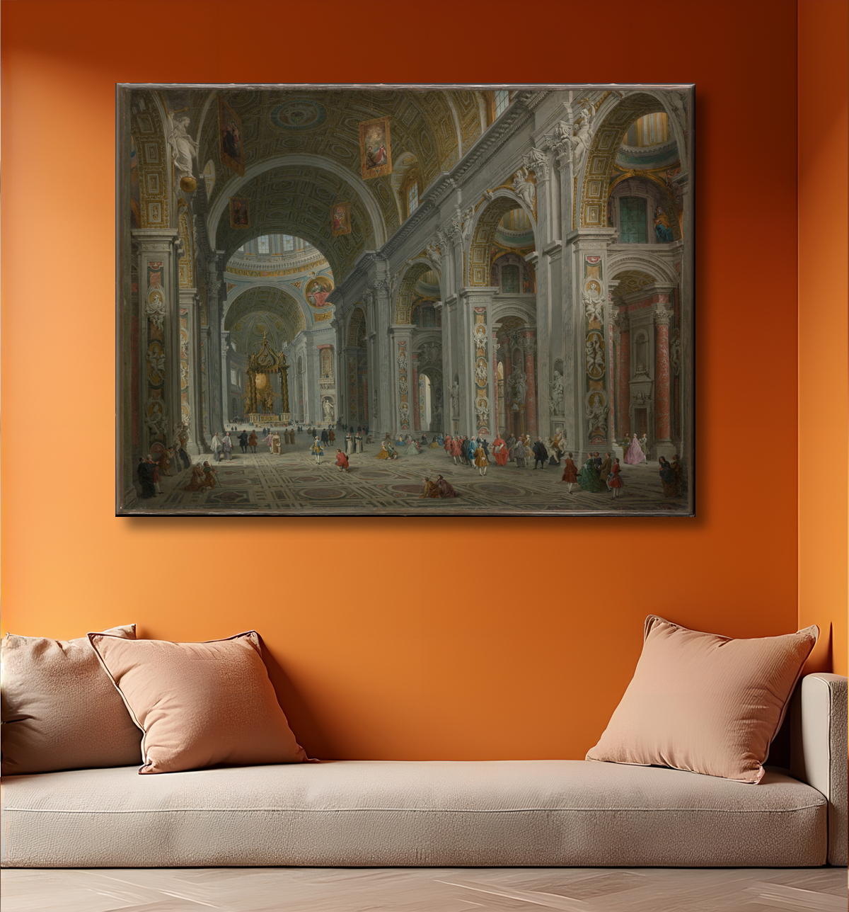 Reproduction Intérieur de Saint-Pierre, Rome de Giovanni Paolo Panini avec decor