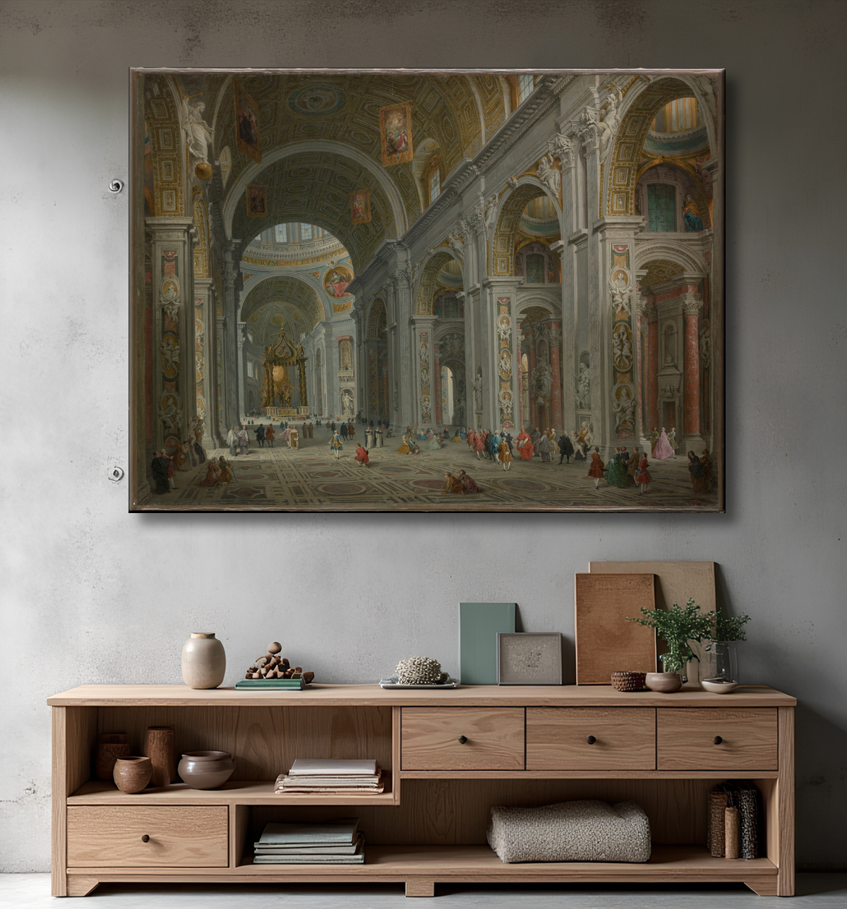 Reproduction Intérieur de Saint-Pierre, Rome de Giovanni Paolo Panini avec decor