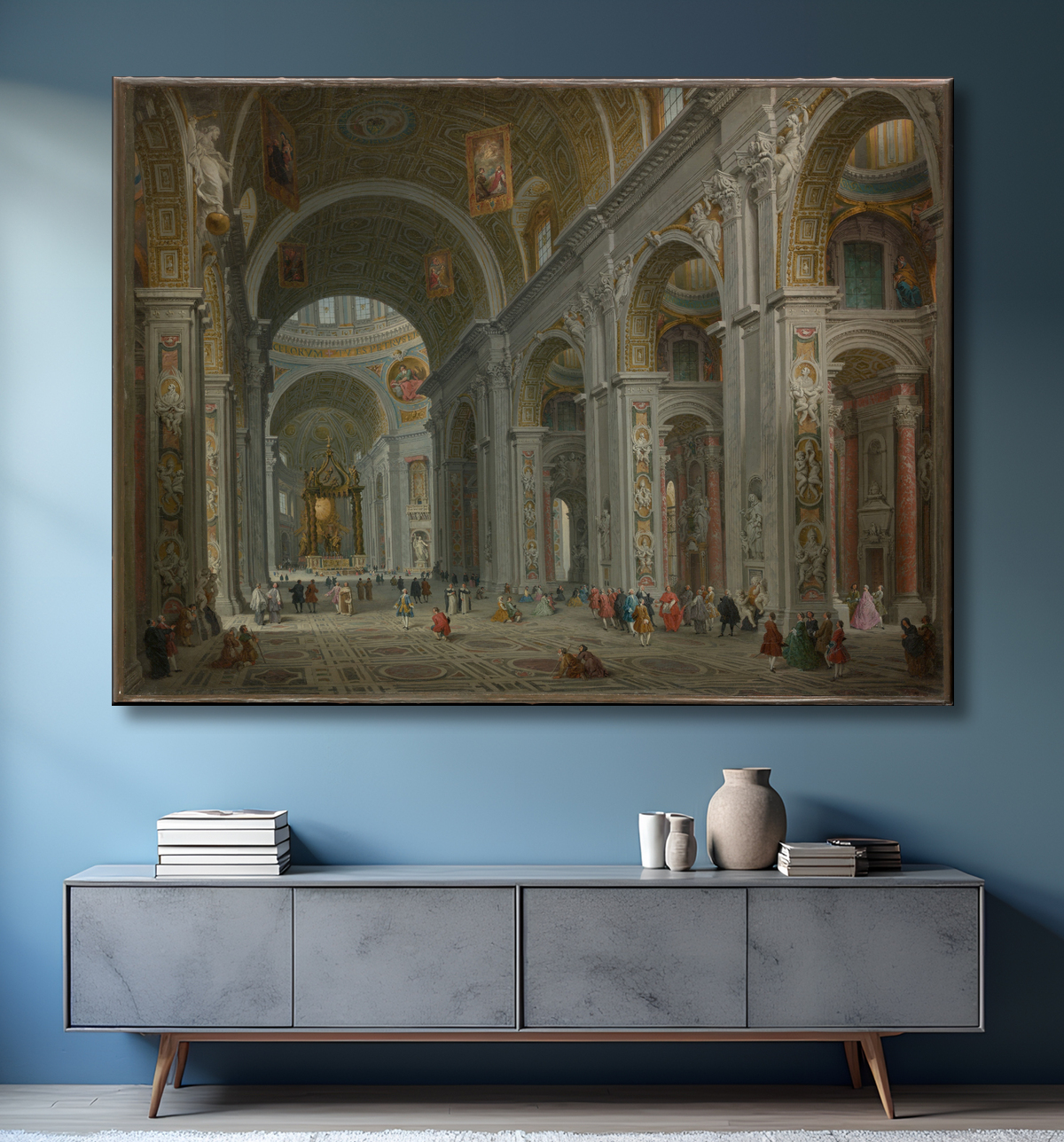 Création imprimée sur toile ou affiche encadrée made in France. Intérieur de Saint-Pierre, Rome...