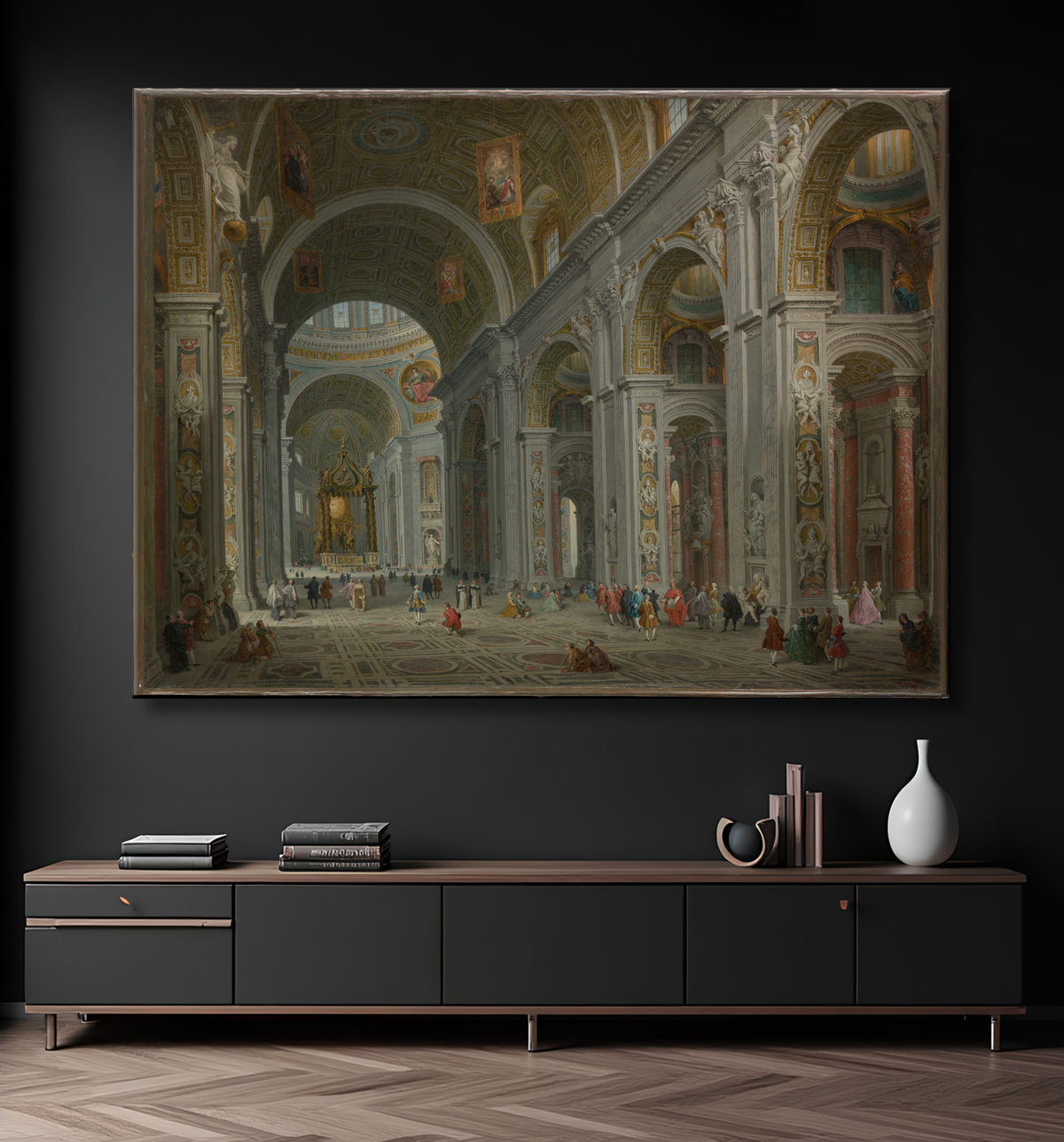 Reproduction Intérieur de Saint-Pierre, Rome de Giovanni Paolo Panini avec decor