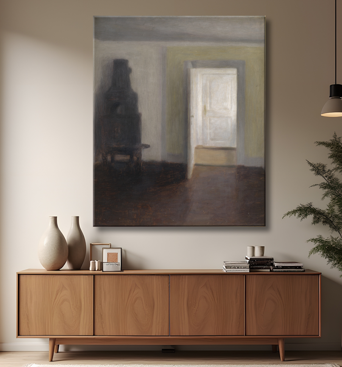 Reproduction Intérieur. Un vieux poêle de Hammershøi, Vilhelm avec decor