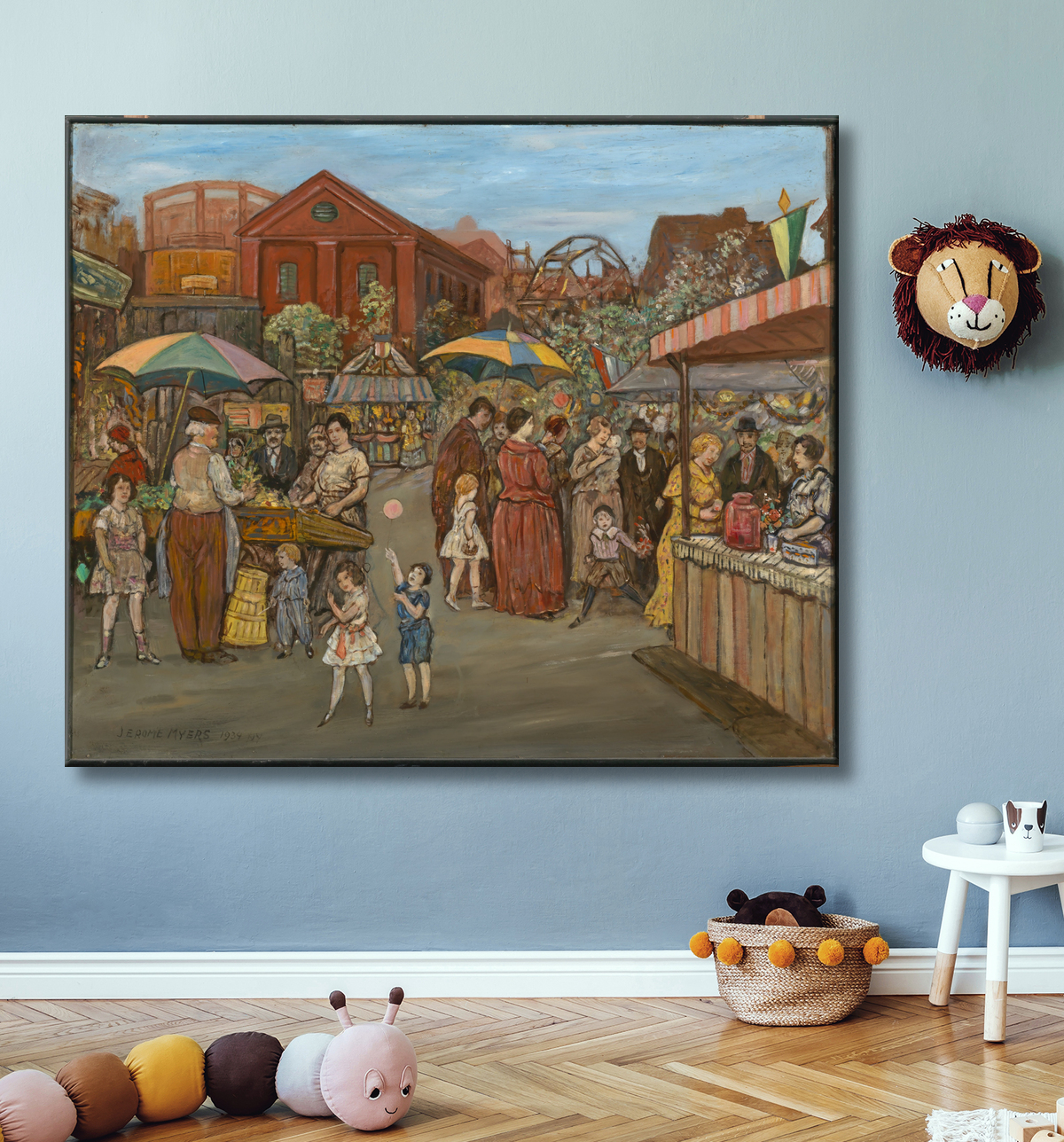 Reproduction Italiens à Jefferson Park de Jerome Myers, born Petersburg, VA 1867-died New York City 1940 avec decor