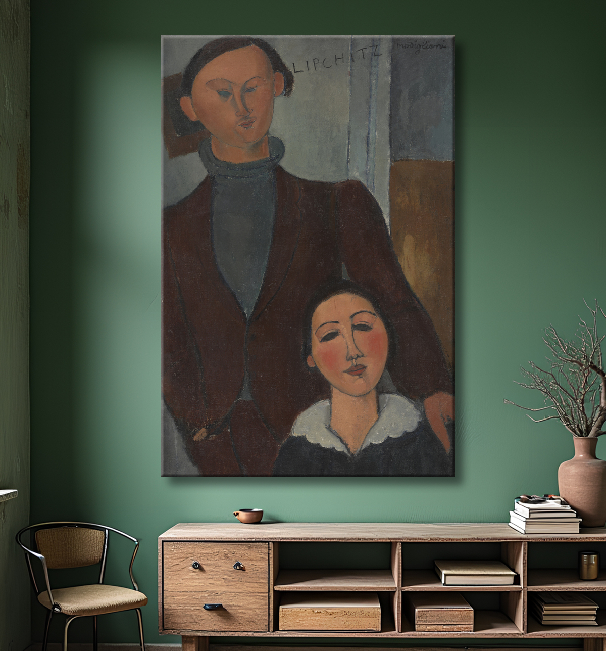 Reproduction Jacques et Berthe Lipchitz de Amedeo Modigliani avec decor
