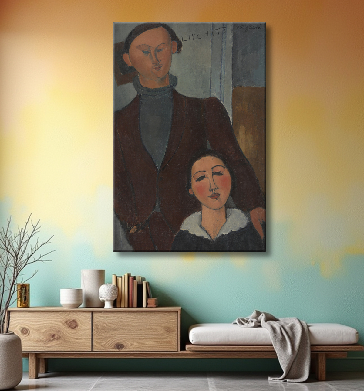Reproduction Jacques et Berthe Lipchitz de Amedeo Modigliani avec decor