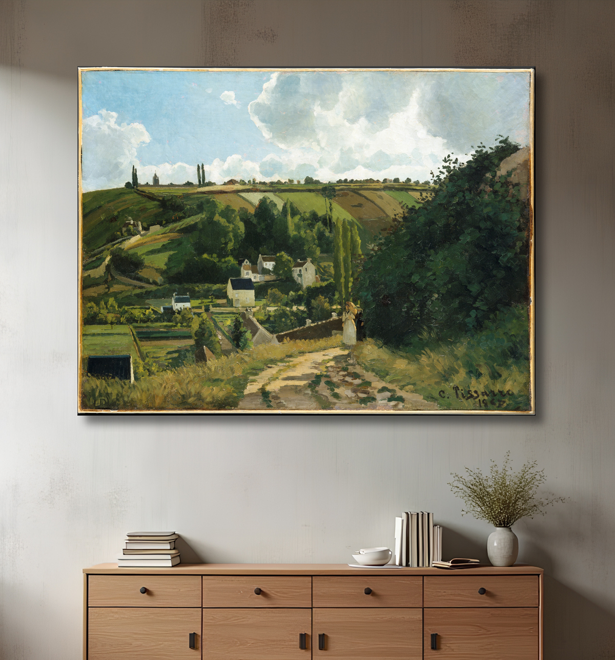 Reproduction Jalais Hill, Pontoise de Camille Pissarro avec decor