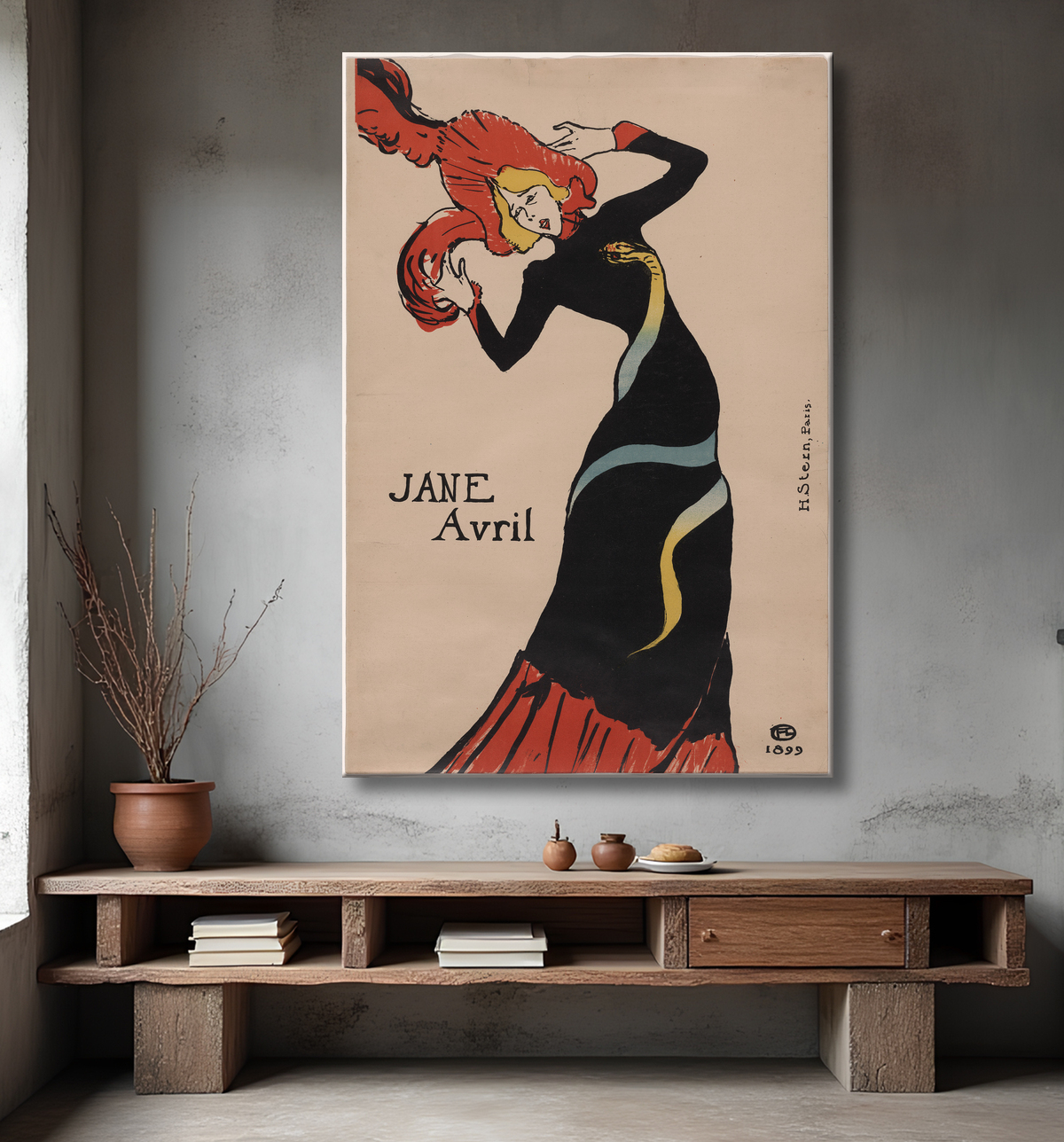 Reproduction Jane Avril de Henri de Toulouse-Lautrec avec decor