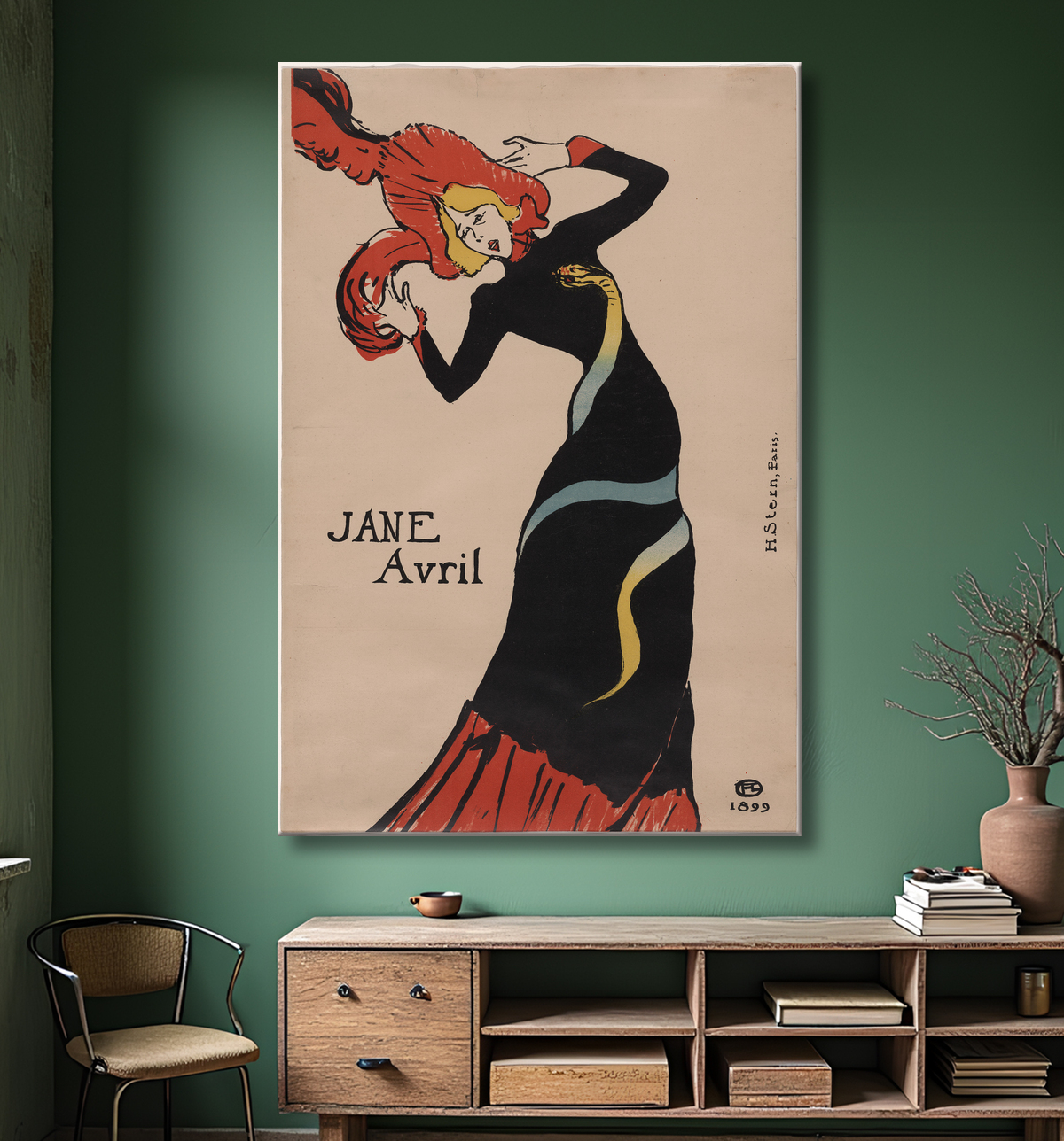 Reproduction Jane Avril de Henri de Toulouse-Lautrec avec decor