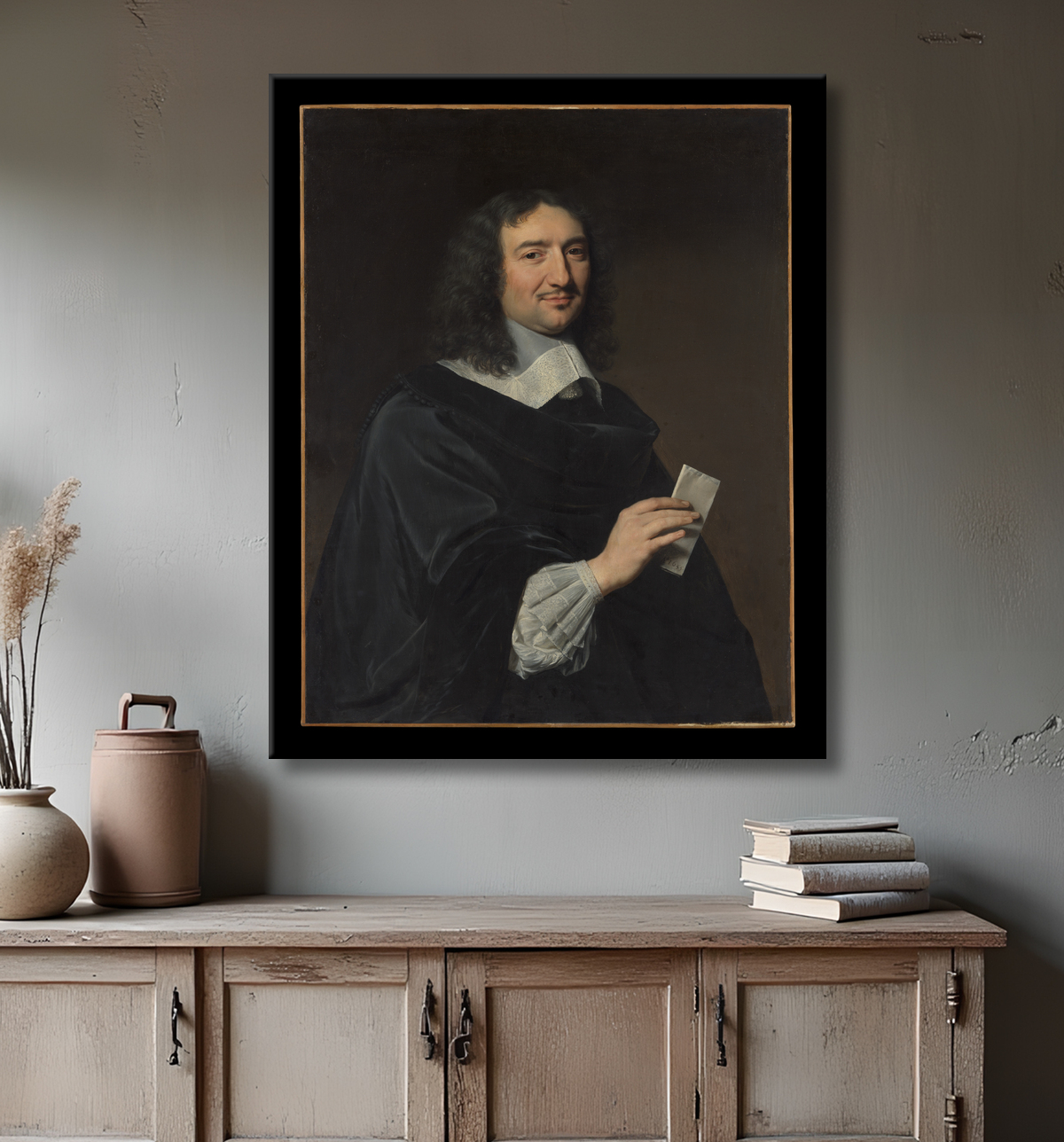 Reproduction Jean-Baptiste Colbert (1619–1683) de Philippe de Champaigne avec decor