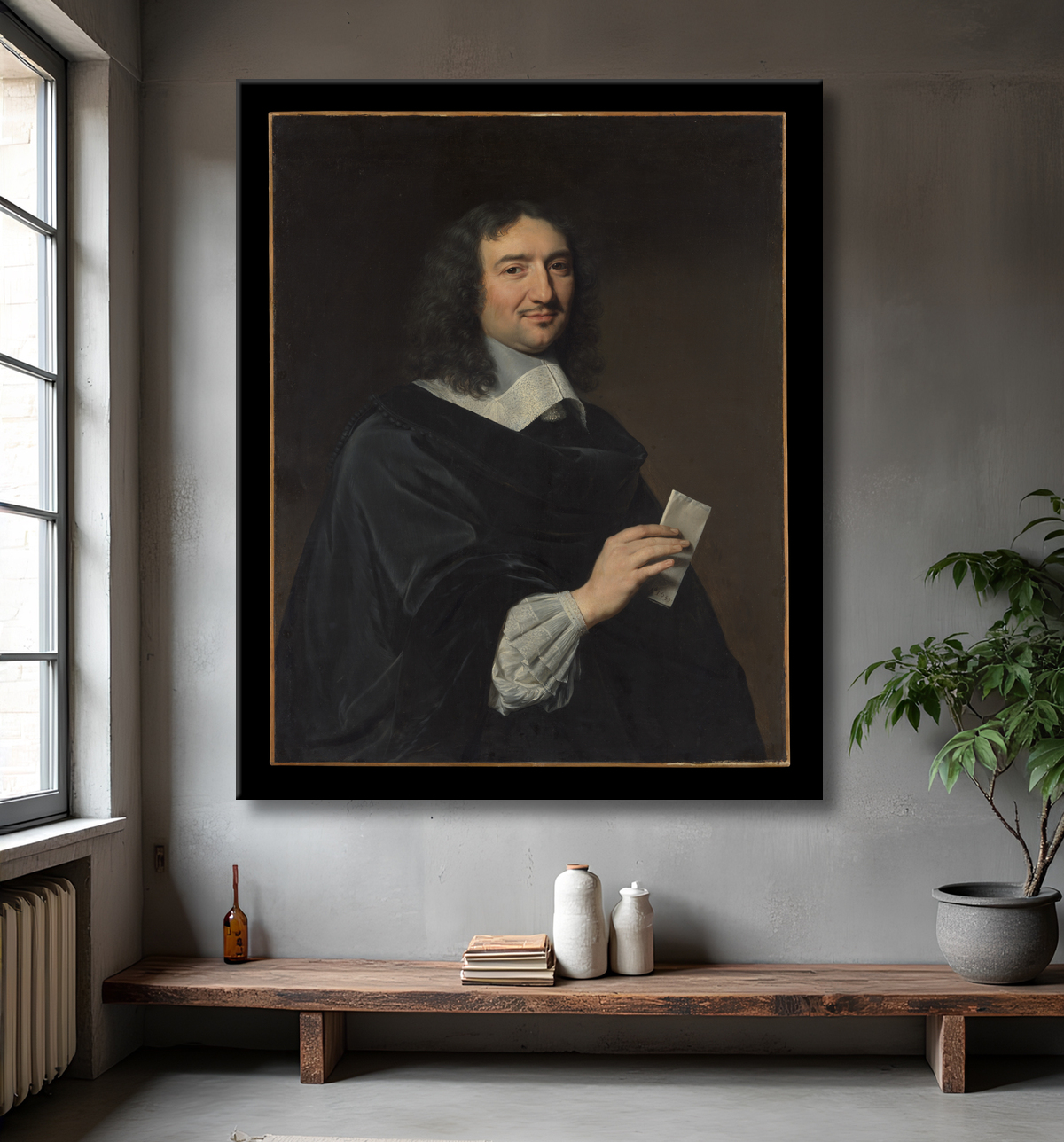 Reproduction Jean-Baptiste Colbert (1619–1683) de Philippe de Champaigne avec decor