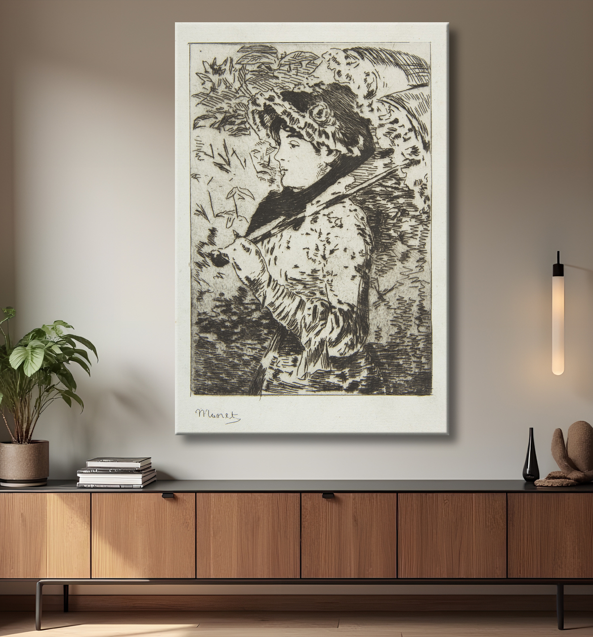 Reproduction Jeanne (Printemps) de Edouard Manet avec decor