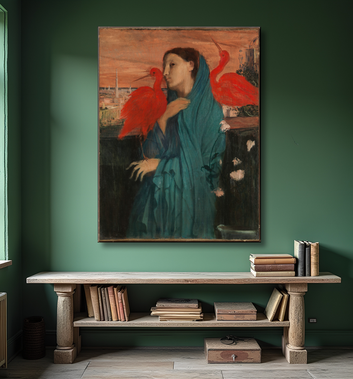 Reproduction Jeune femme avec Ibis de Edgar Degas avec decor