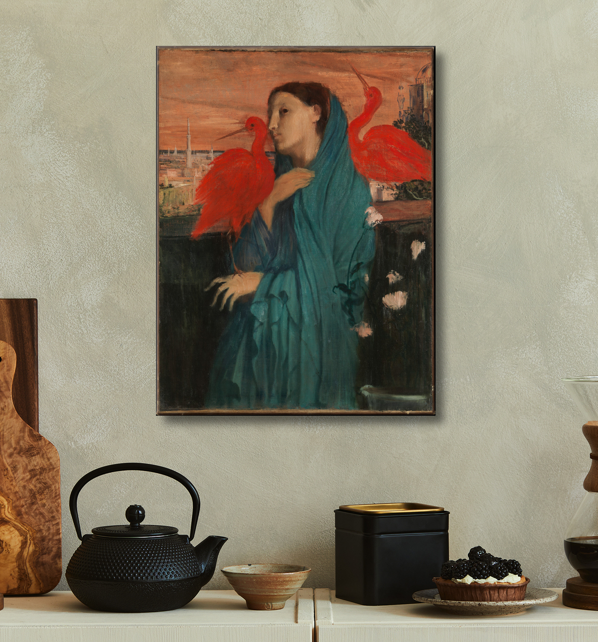 Reproduction Jeune femme avec Ibis de Edgar Degas avec decor