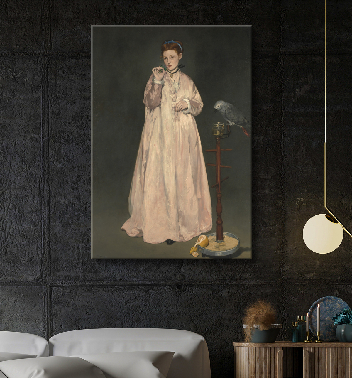 Reproduction Jeune femme en 1866 de Edouard Manet avec decor