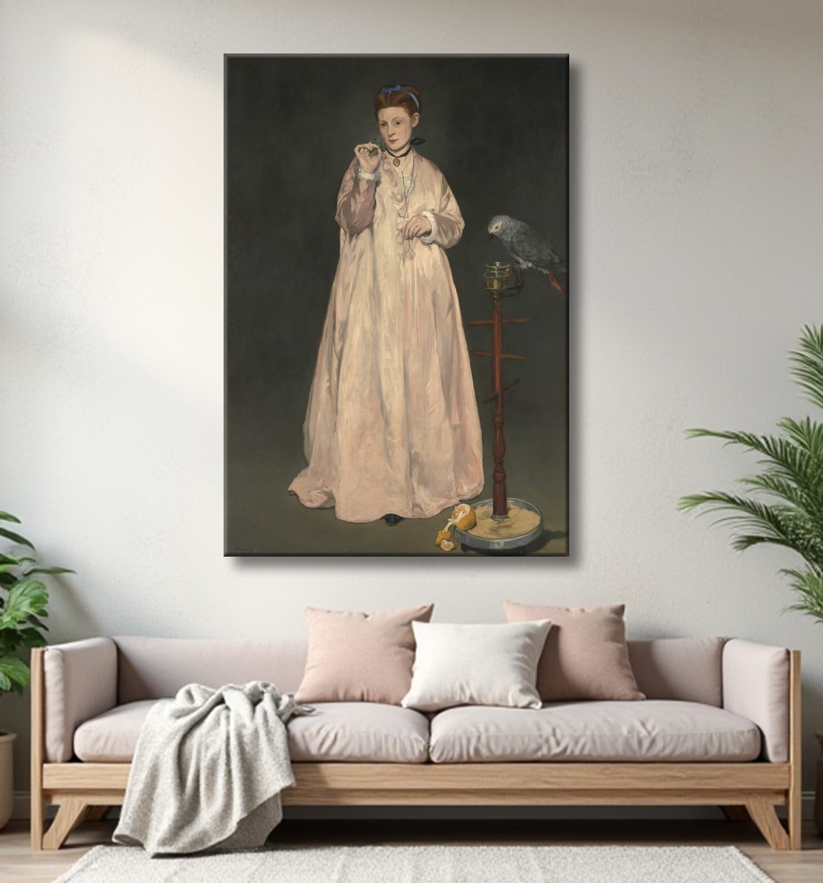 Reproduction Jeune femme en 1866 de Edouard Manet avec decor