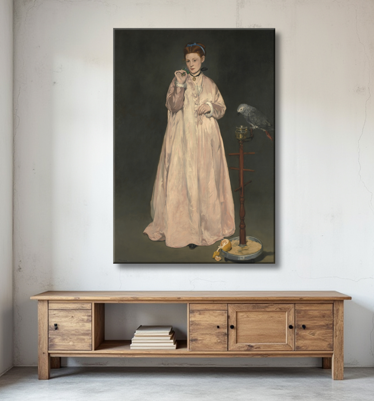 Reproduction Jeune femme en 1866 de Edouard Manet avec decor