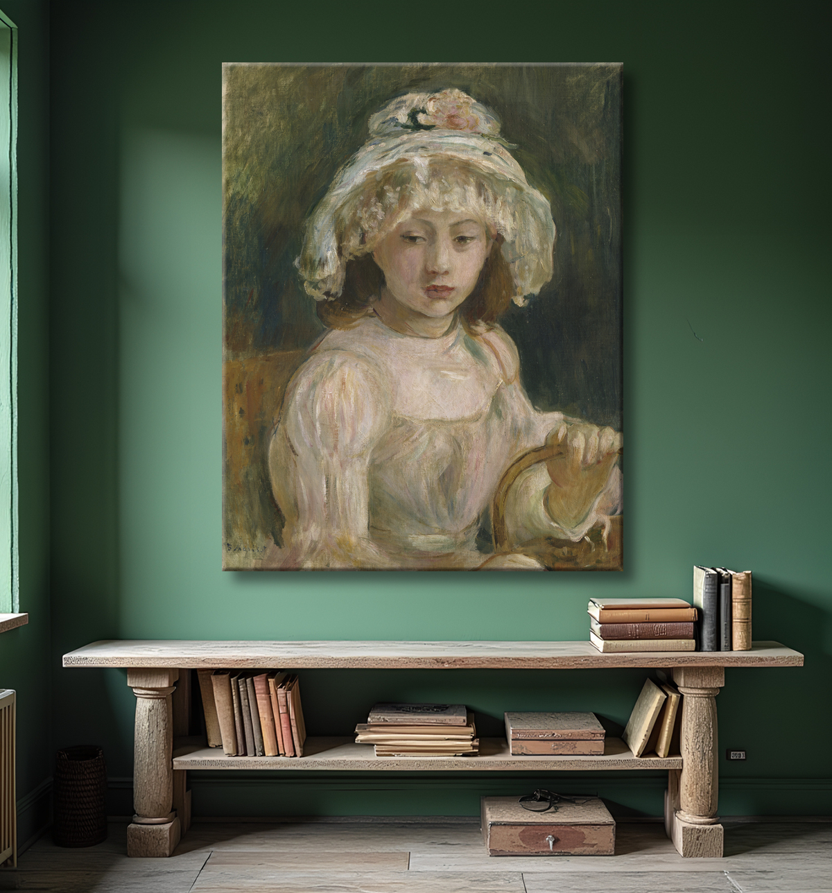 Reproduction Jeune fille au chapeau de Berthe Morisot avec decor