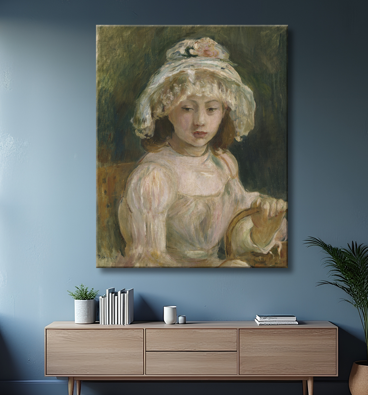 Reproduction Jeune fille au chapeau de Berthe Morisot avec decor