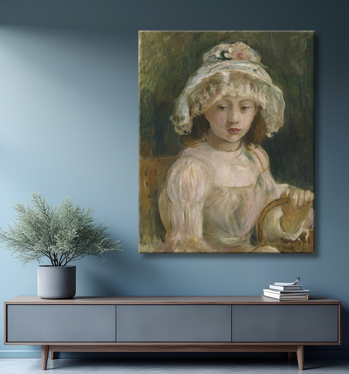 Reproduction Jeune fille au chapeau de Berthe Morisot avec decor
