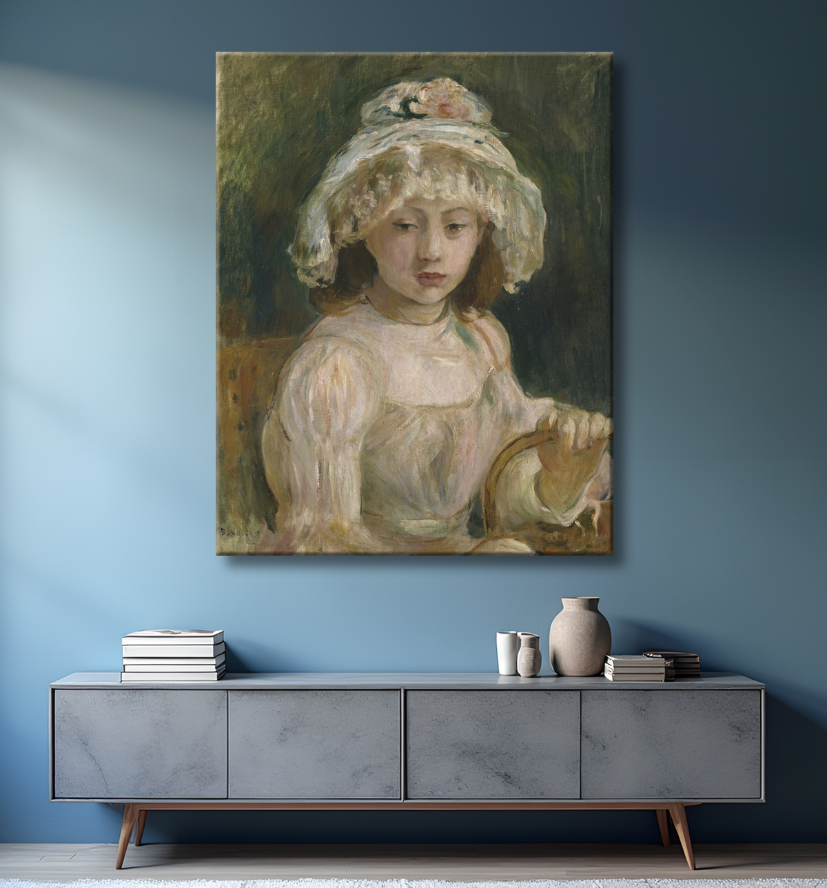 Reproduction Jeune fille au chapeau de Berthe Morisot avec decor