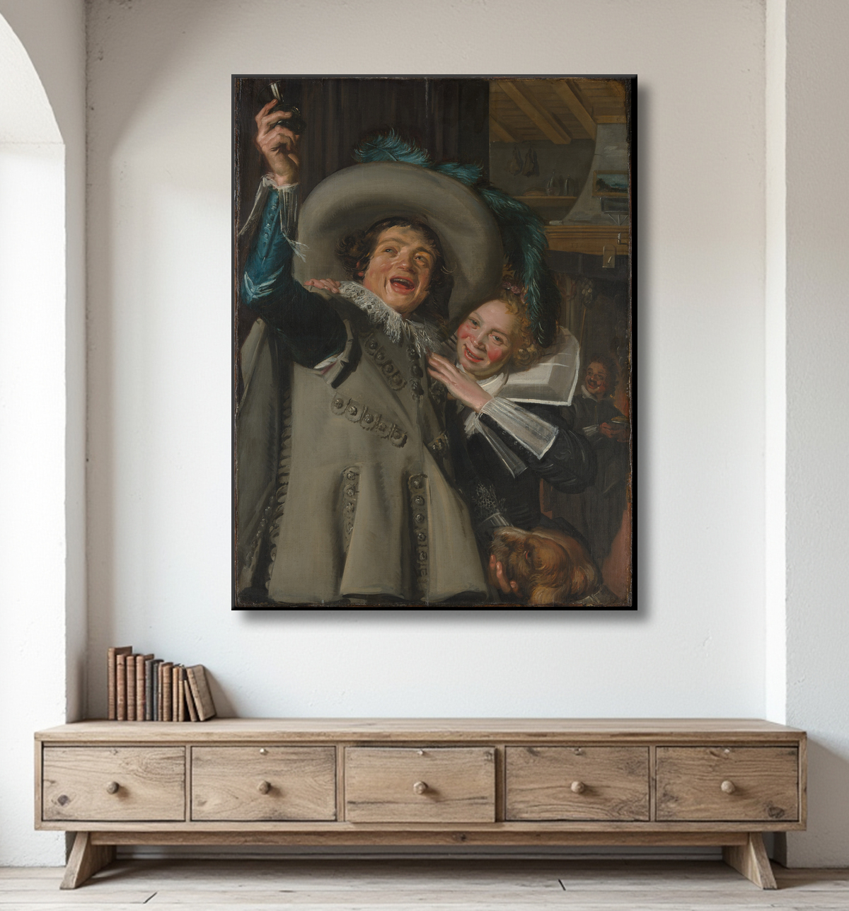 Reproduction Jeune homme et femme dans une auberge de Frans Hals avec decor