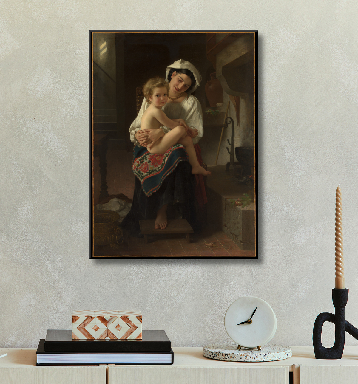 Reproduction Jeune mère regardant son enfant de William Bouguereau avec decor