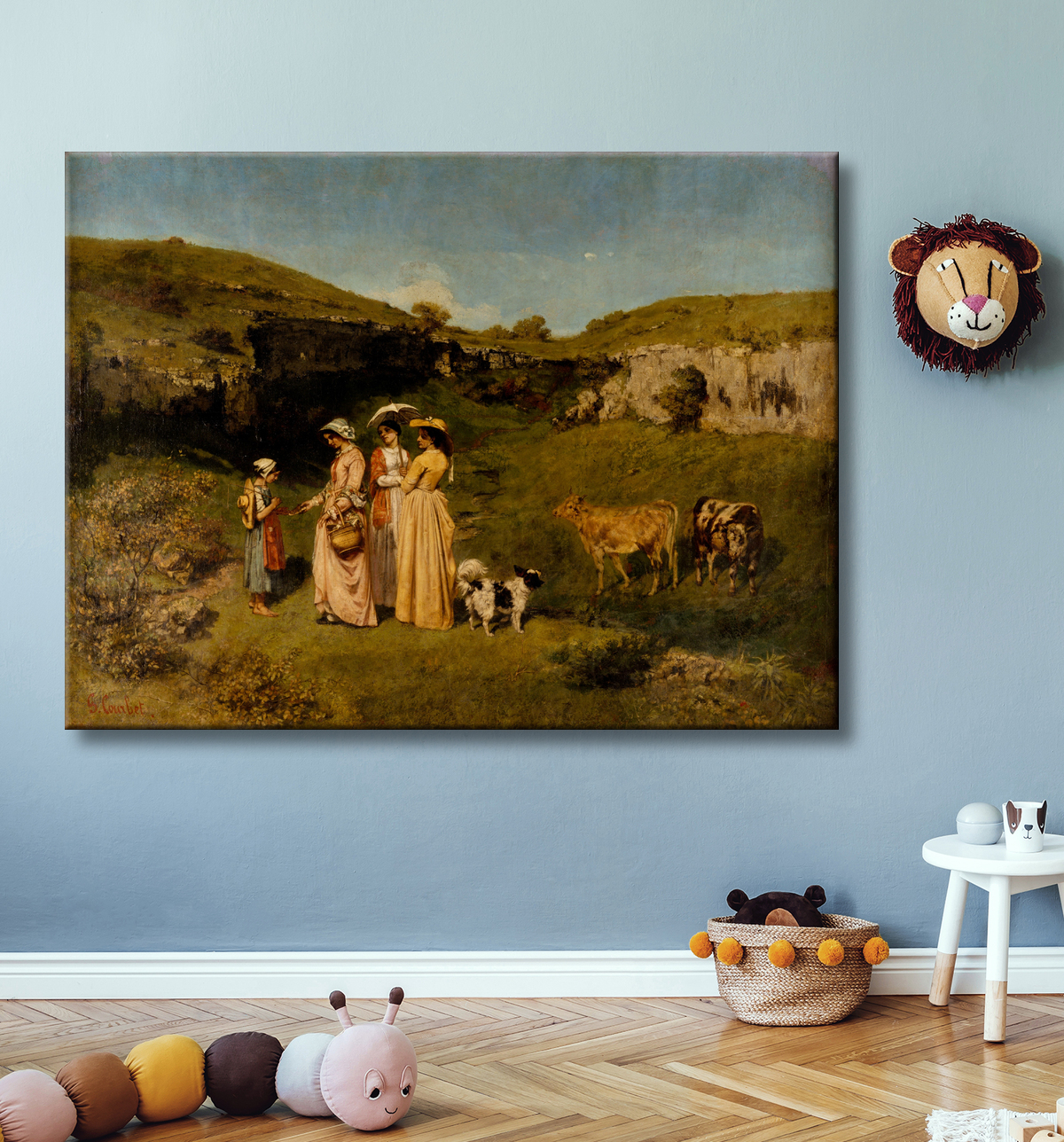 Reproduction Jeunes filles du village de Gustave Courbet avec decor