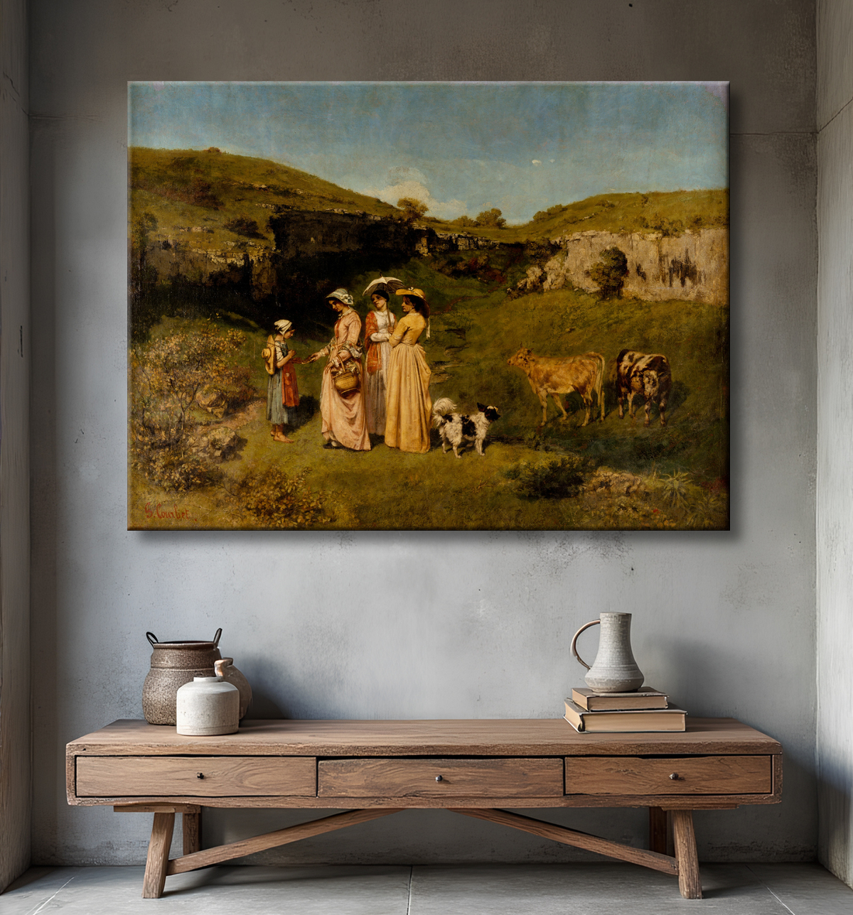 Reproduction Jeunes filles du village de Gustave Courbet avec decor