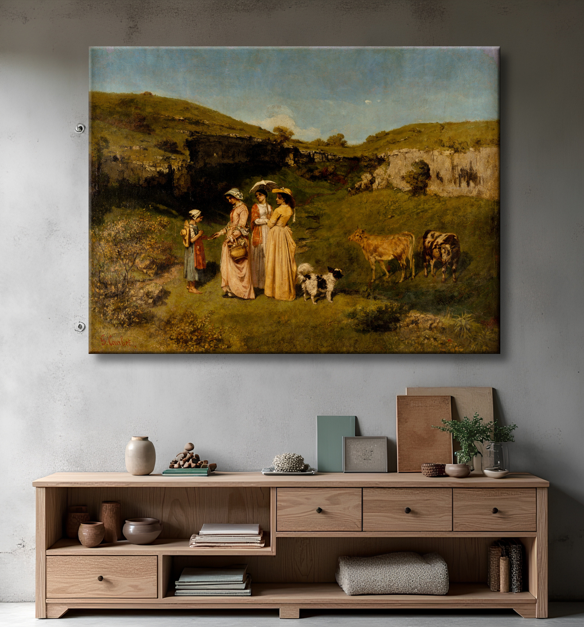 Reproduction Jeunes filles du village de Gustave Courbet avec decor