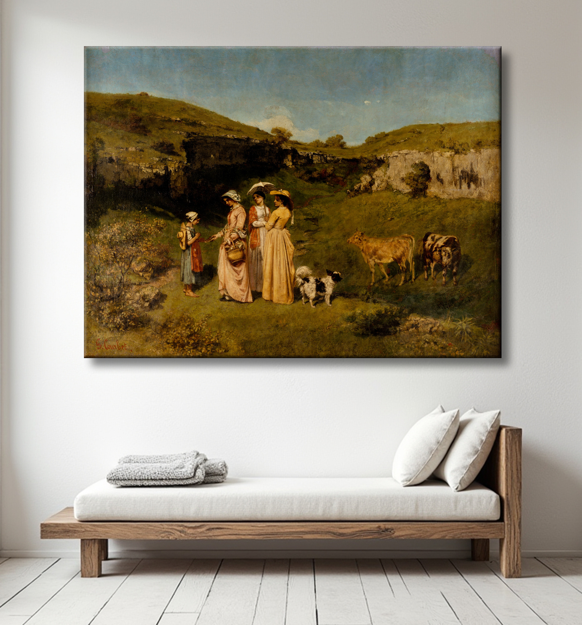 Reproduction Jeunes filles du village de Gustave Courbet avec decor