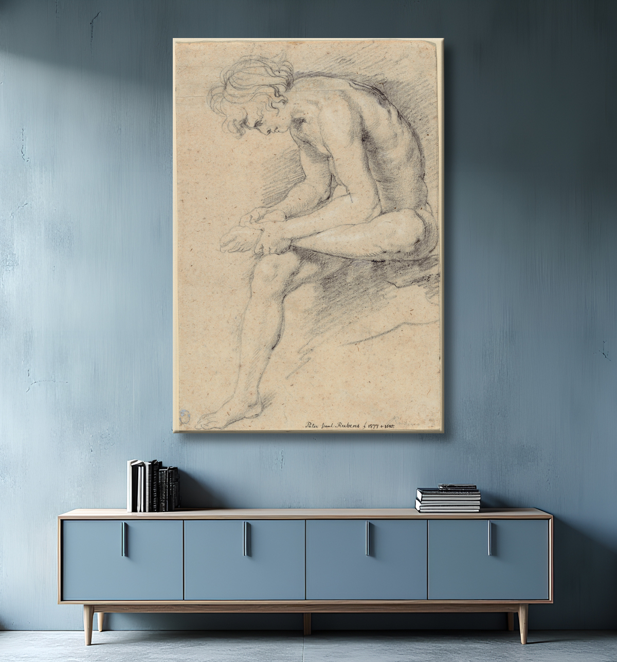 Reproduction Jeunesse nue dans la pose du spinario de Peter Paul Rubens avec decor