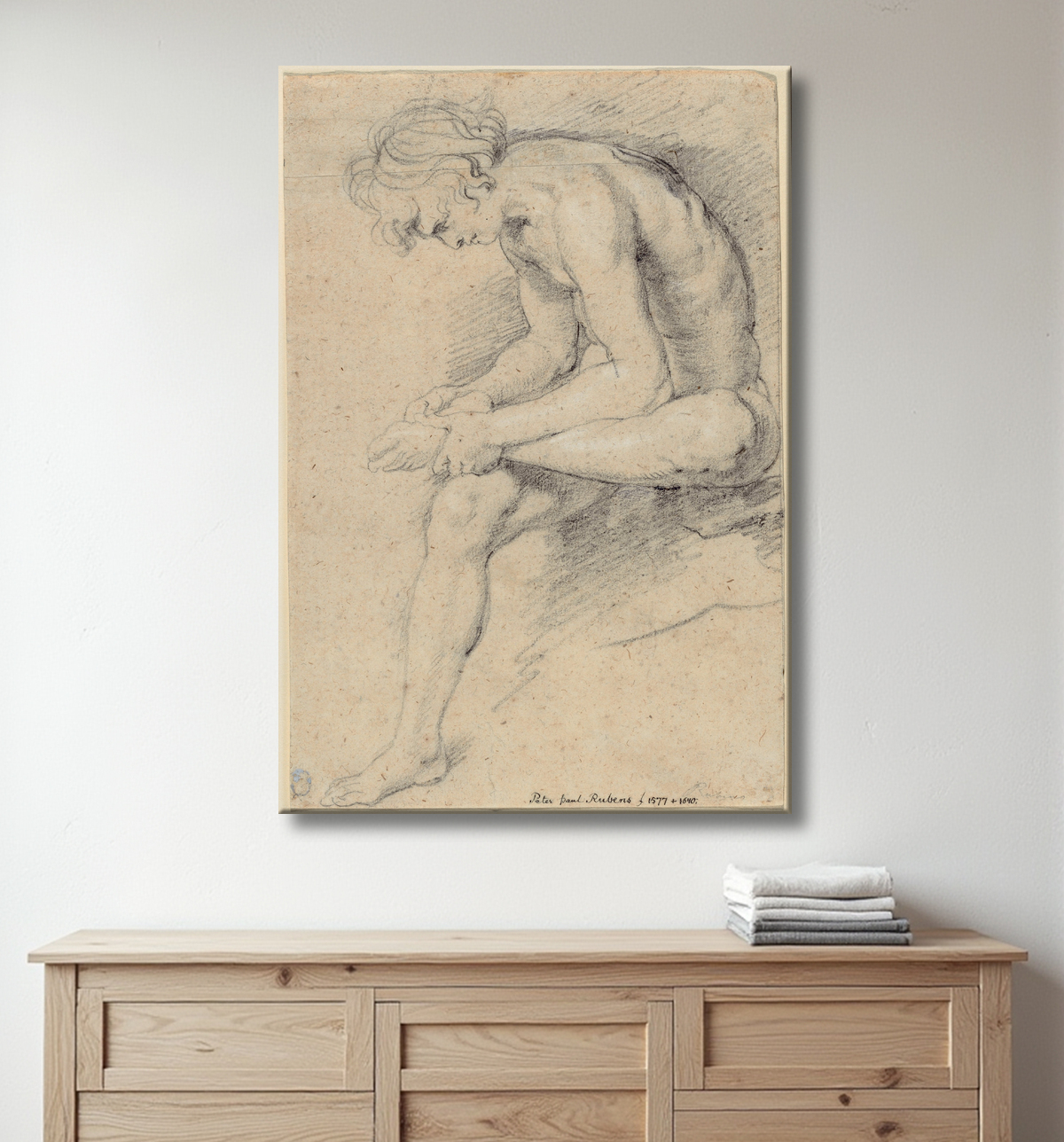 Reproduction Jeunesse nue dans la pose du spinario de Peter Paul Rubens avec decor