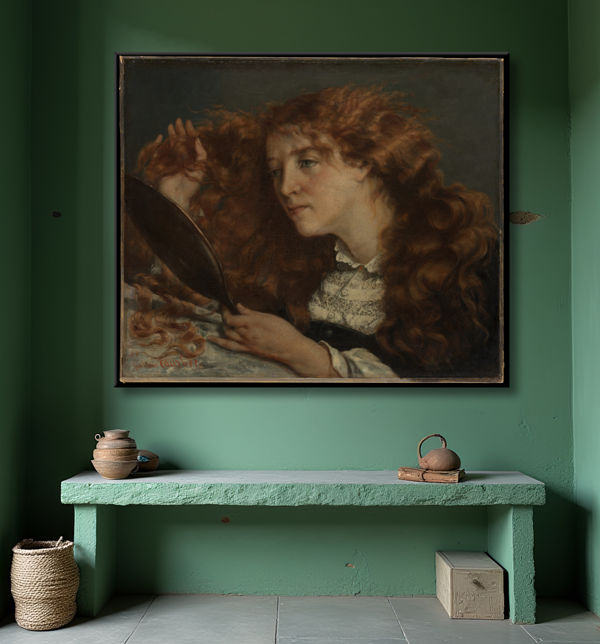 Reproduction Jo, La Belle Irlandaise de Gustave Courbet avec decor