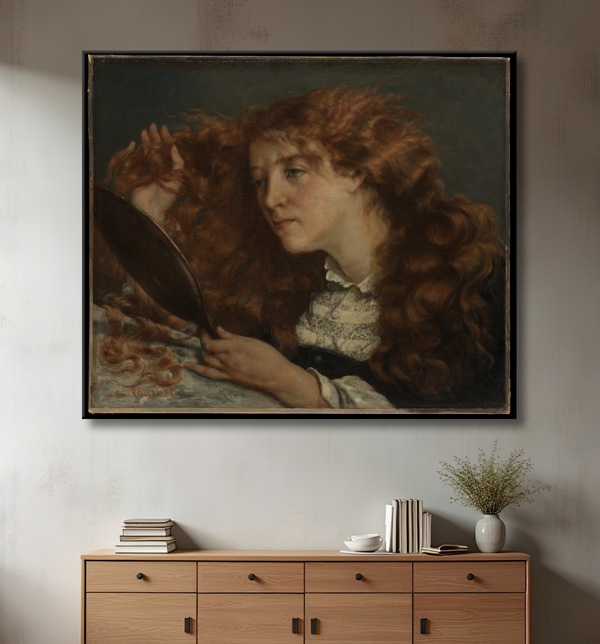 Reproduction Jo, La Belle Irlandaise de Gustave Courbet avec decor