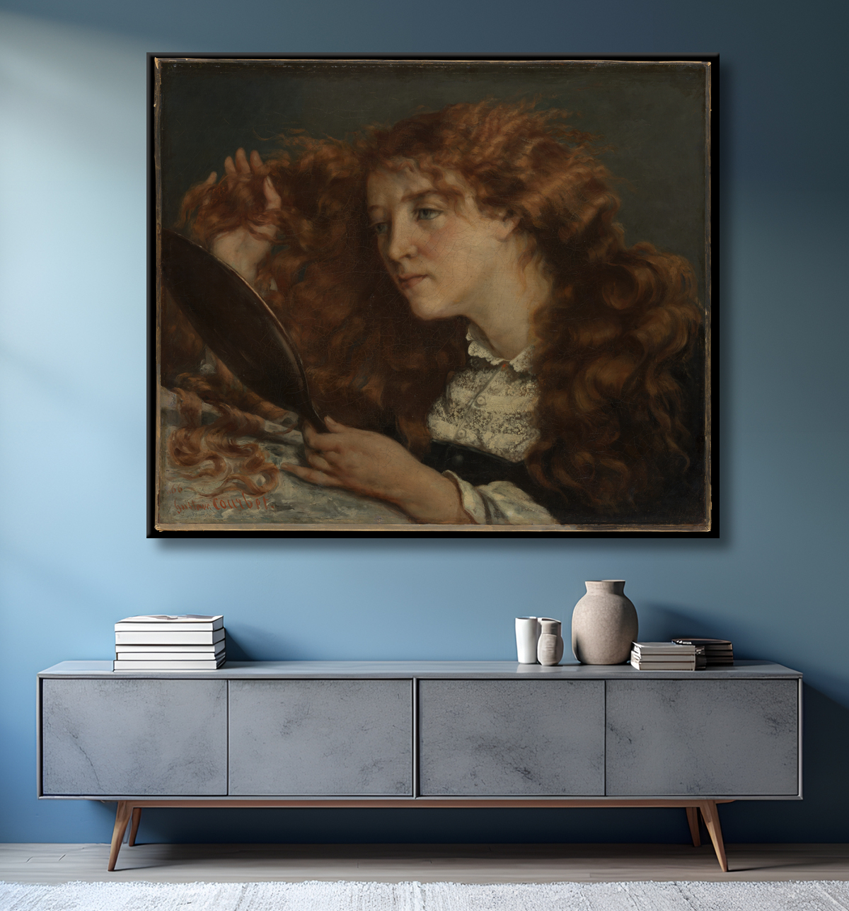 Reproduction Jo, La Belle Irlandaise de Gustave Courbet avec decor