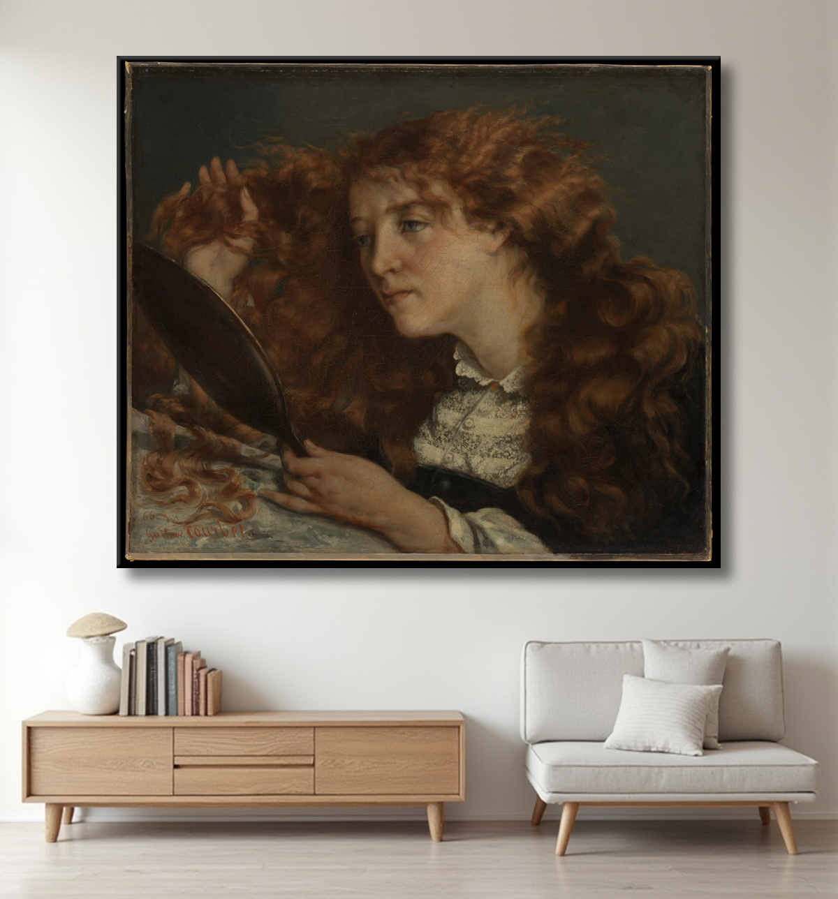 Reproduction Jo, La Belle Irlandaise de Gustave Courbet avec decor