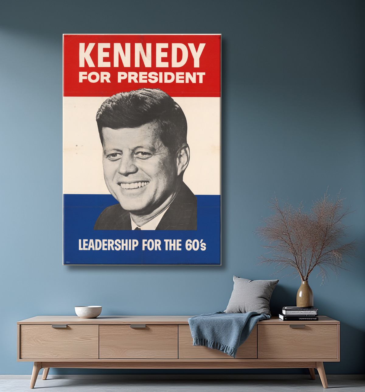 Reproduction John Fitzgerald Kennedy de Unidentified Artist avec decor