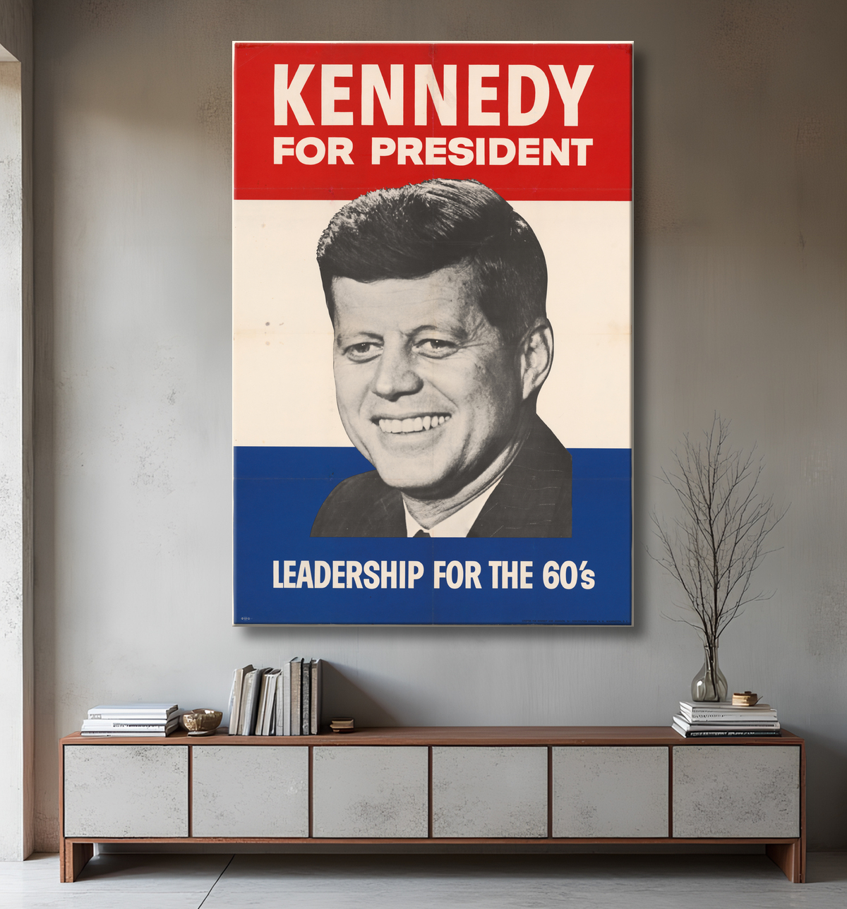 Reproduction John Fitzgerald Kennedy de Unidentified Artist avec decor