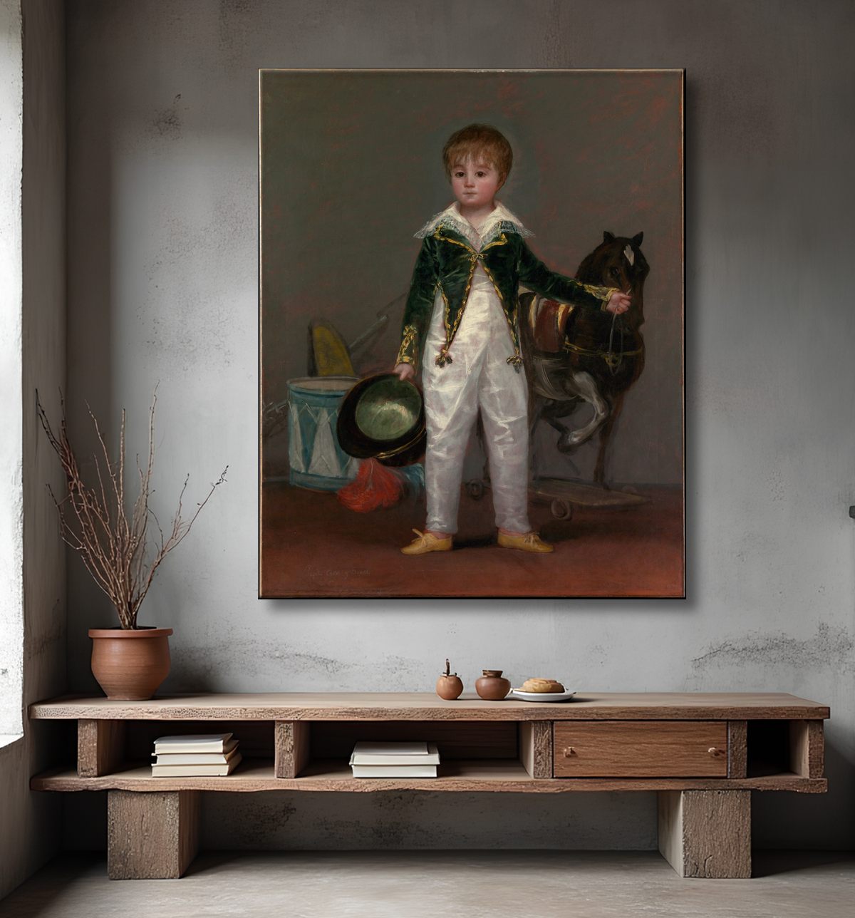 Reproduction José Costa y Bonells (mort en 1870), appelé Pepito de Goya (Francisco de Goya y Lucientes) avec decor
