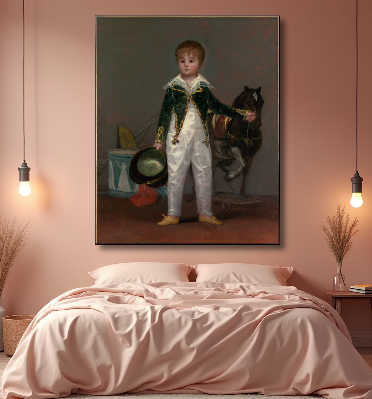 Reproduction José Costa y Bonells (mort en 1870), appelé Pepito de Goya (Francisco de Goya y Lucientes) avec decor
