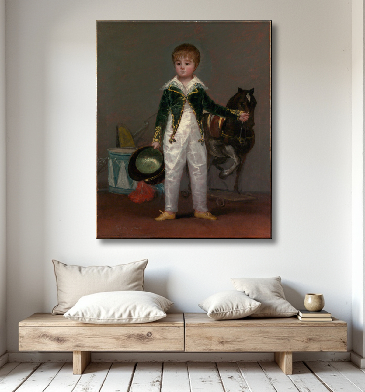 Reproduction José Costa y Bonells (mort en 1870), appelé Pepito de Goya (Francisco de Goya y Lucientes) avec decor