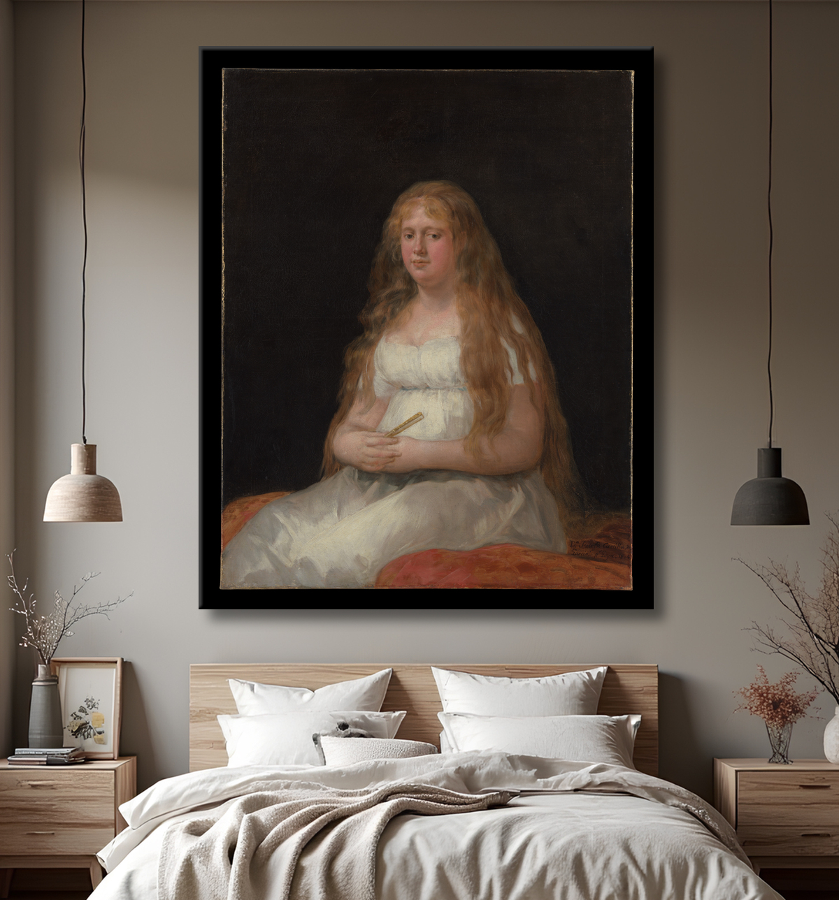 Reproduction Josefa de Castilla Portugal et van Asbrock de Garcini (1775 – vers 1850) de Goya (Francisco de Goya y Lucientes) avec decor
