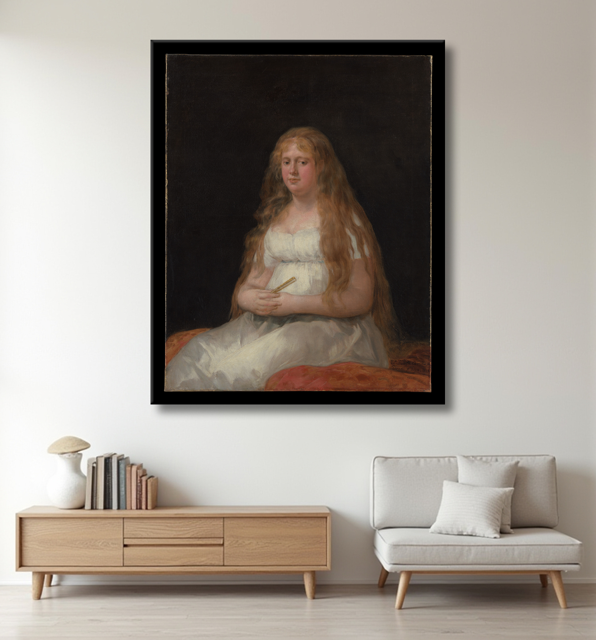 Reproduction Josefa de Castilla Portugal et van Asbrock de Garcini (1775 – vers 1850) de Goya (Francisco de Goya y Lucientes) avec decor