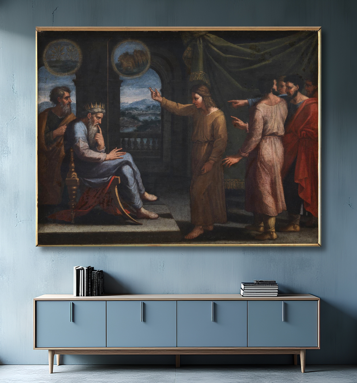 Reproduction Joseph interprète le rêve de Pharaon de Poussin, Nicolas avec decor