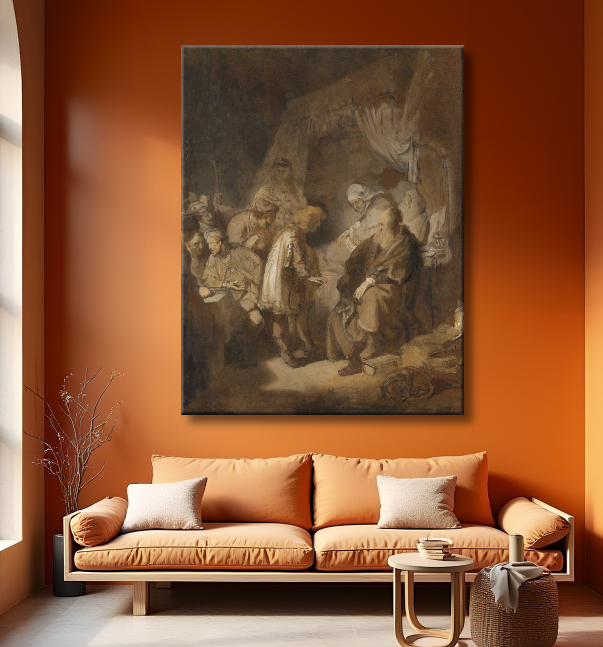 Reproduction Joseph racontant ses rêves de Rembrandt van Rijn avec decor