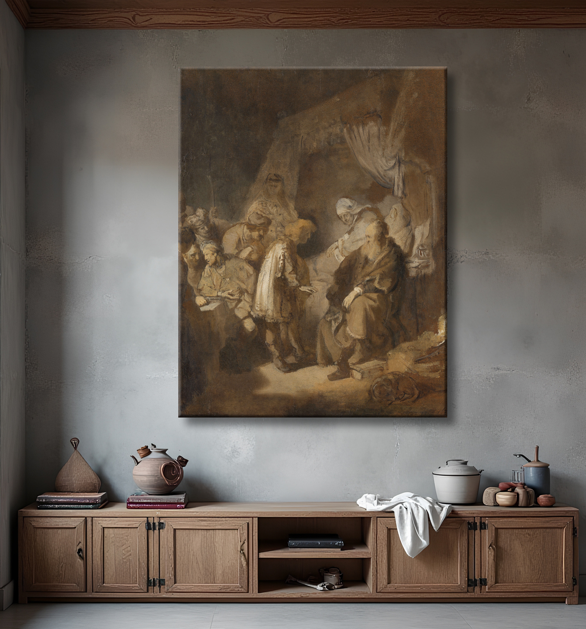 Reproduction Joseph racontant ses rêves de Rembrandt van Rijn avec decor