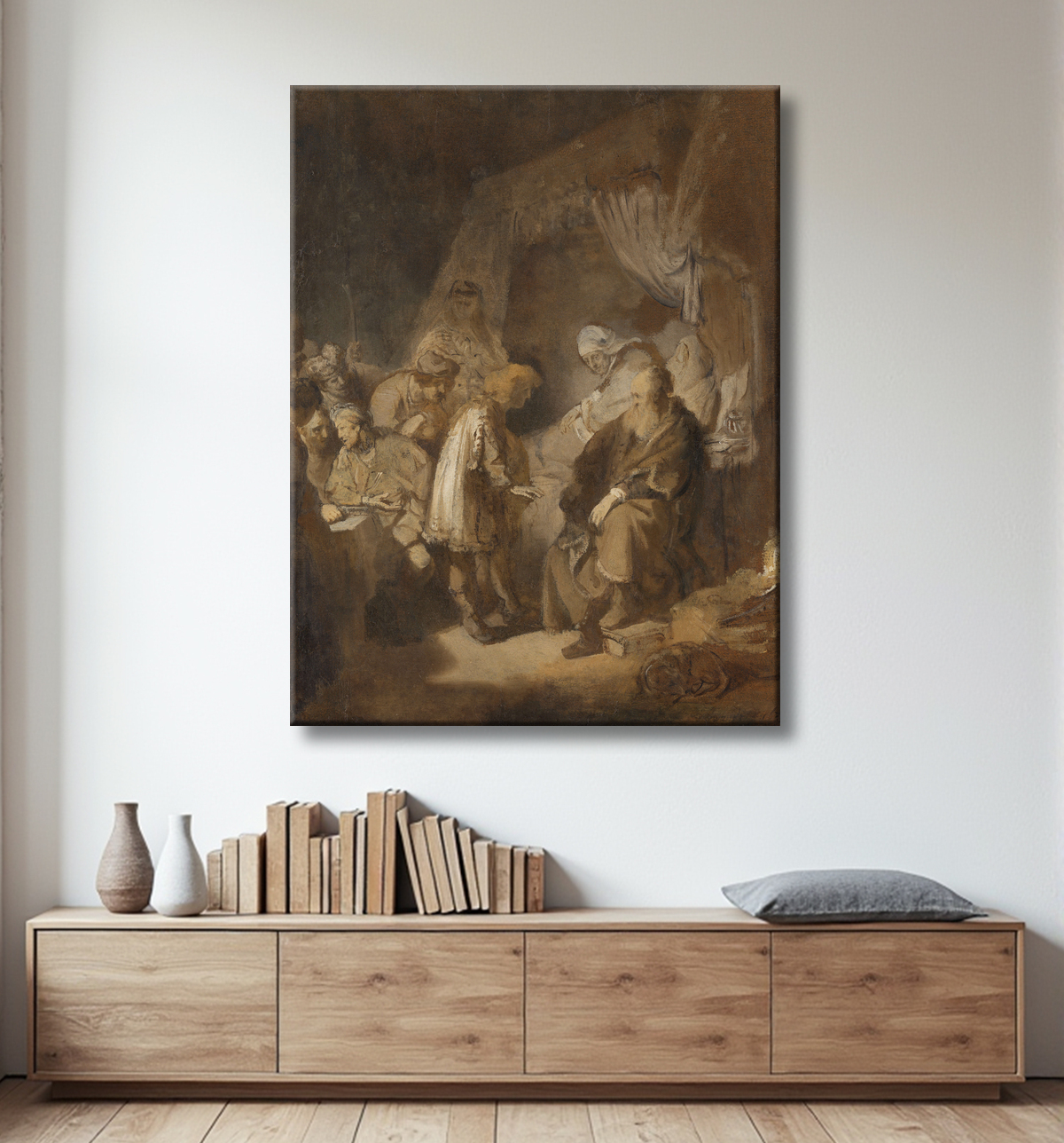 Reproduction Joseph racontant ses rêves de Rembrandt van Rijn avec decor