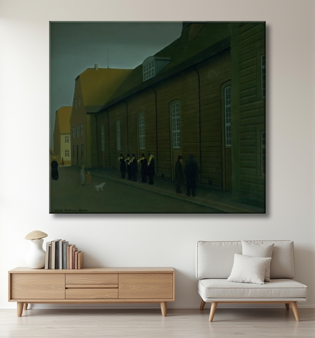 Reproduction Jouer pour annoncer une mort parmi les frères moraves de Madsen Ohlsen, Jeppe avec decor