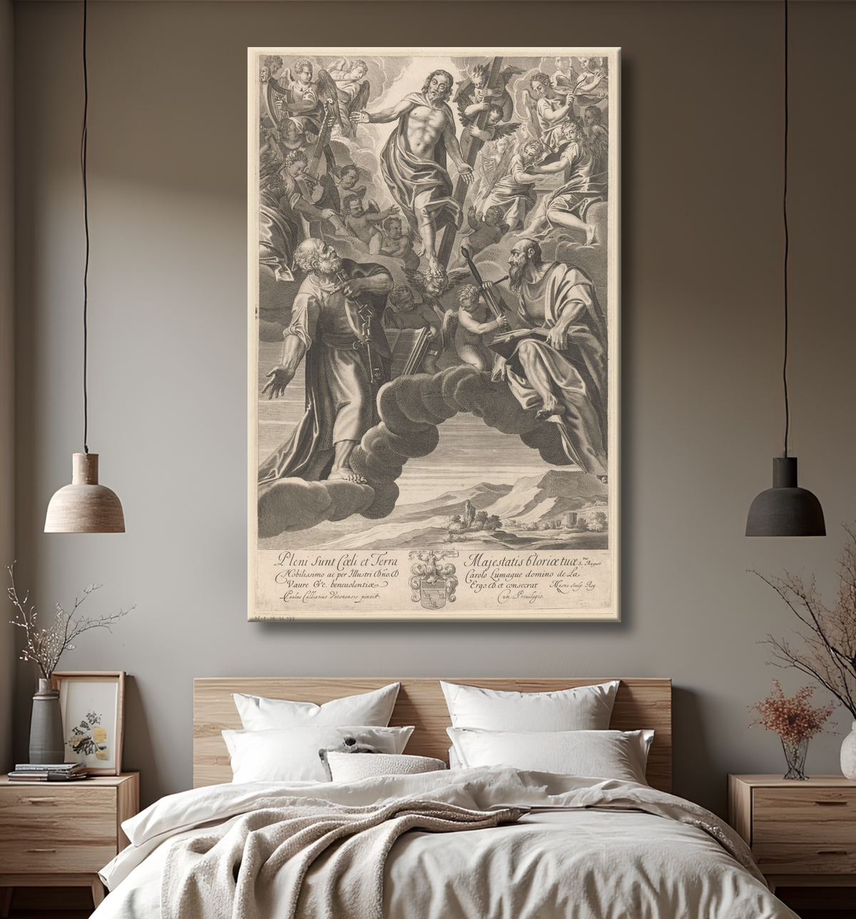 Reproduction Jour de l'Ascension de Michel Lasne avec decor