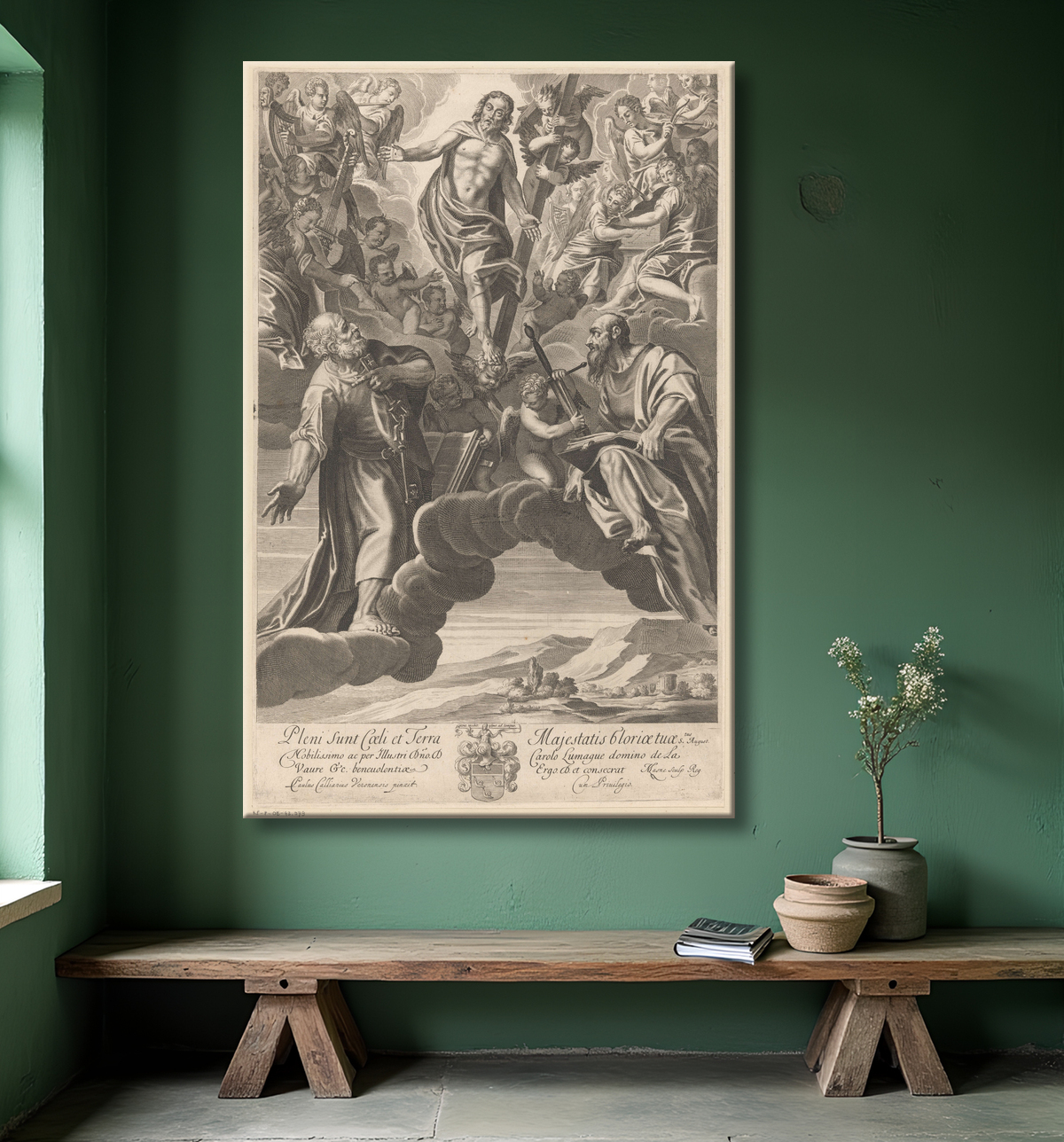 Reproduction Jour de l'Ascension de Michel Lasne avec decor
