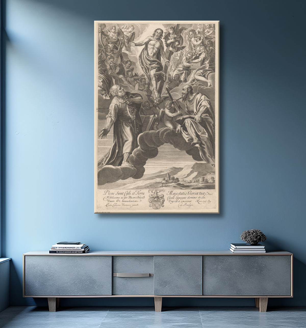 Reproduction Jour de l'Ascension de Michel Lasne avec decor